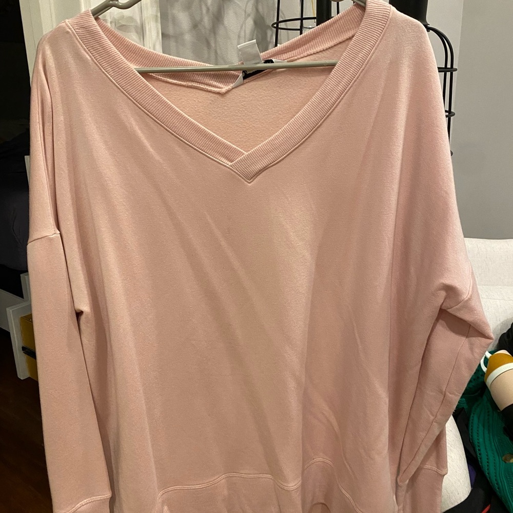 Athleta Light Pink V-Neck Sweatshirt